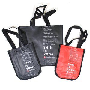 (3) Lululemon Reusable Yoga Shopping Bag Tote